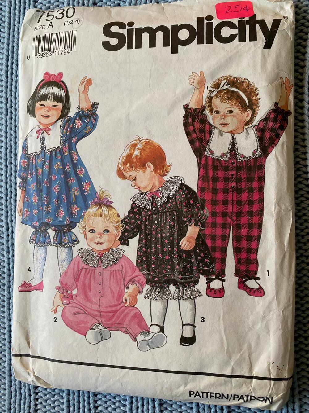 Simplicity sewing pattern  7530 kids jumpsuit dress bloomers